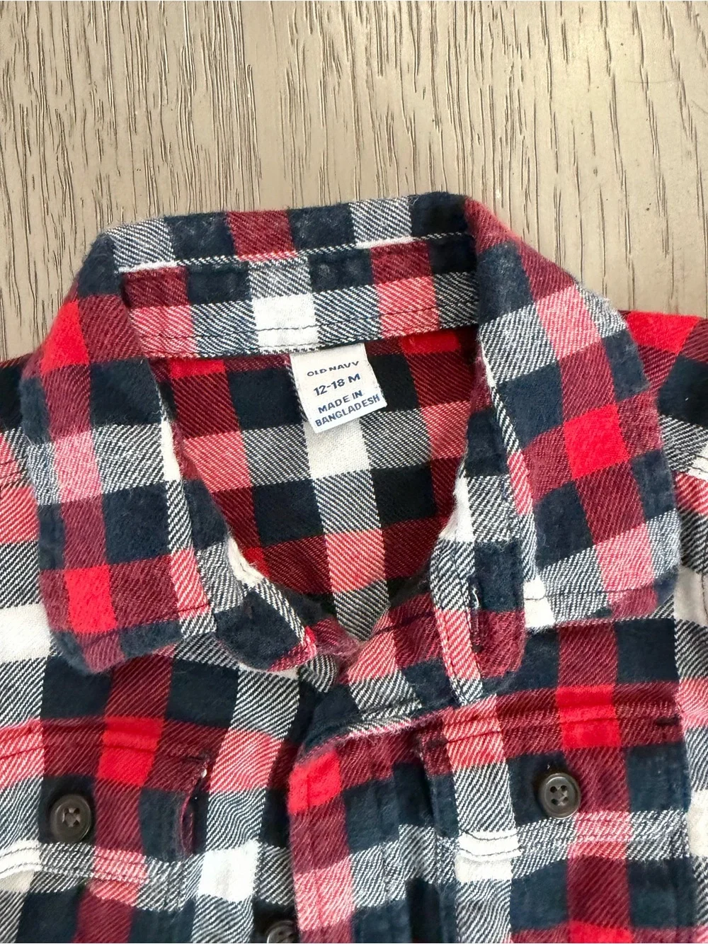 Old Navy Red, Black & White Plaid Button-Down Shirt for Kids